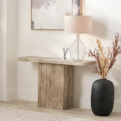 Pagazzi Elkton Wood Veneer Groove Detail Console Table