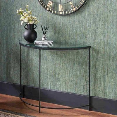 Pagazzi Marazzi Black & Glass Half Moon Console Table