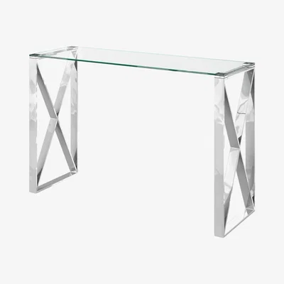 Pagazzi Maxi Polished Chrome and Glass Console Table