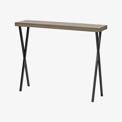 Pagazzi Data Oak Veneer and Black Console Table