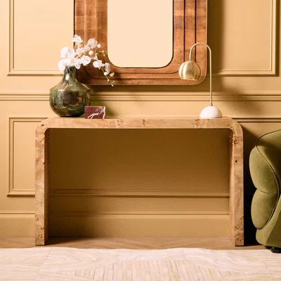 Pagazzi Mota Natural Burl Wood Curved Console Table