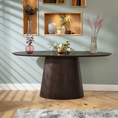 Quatropi Modern Designer Console Table for Hallway Entrance Grey Walnut Wood 180cm x 55cm