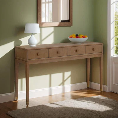 Quatropi Holly Hallway Console Table with Drawers Oak 160x40cm