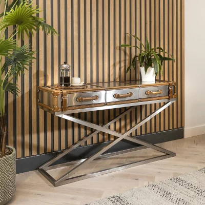 Quatropi ExDisplay Console Table 144cm Trunk Style with X-Frame