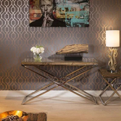 Quatropi Luxury Hall / Console Table Solid Reclaimed Hardwood Glass Top 140x40c