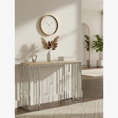The Range Relic Console Table With Onyx Stone Top - Brown