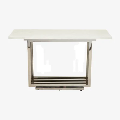 The Range Moda White Faux Marble Console Table With Silver Finish Frame - Silver