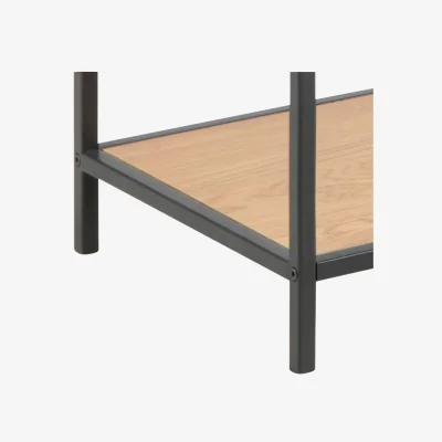 The Range El Paso Console Table, Matte Black Metal Frame with 2 Wild Oak Shelves - Natural