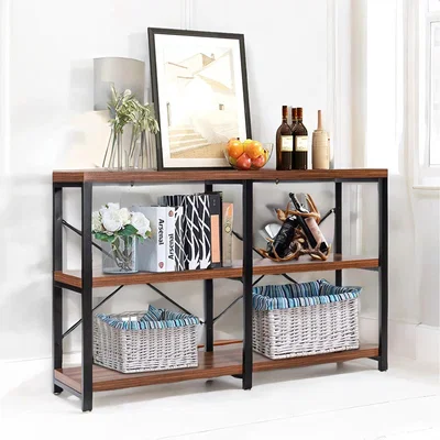 The Range Industrial 3 Tier Console Table With Metal Frame - Brown
