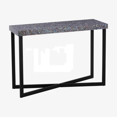 The Range Fusion Crackle Shell Mosaic Rectangular Console Table - Black