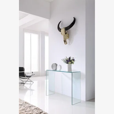 The Range Crystal Stylish Curved Glass Hallway Console Table - Transparent / 40kg