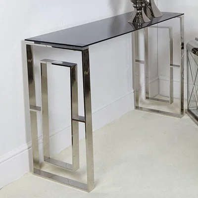 The Range Wide Console Table for Hallway Living Room - Smoky