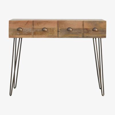 The Range Solid Wood 2 Drawers Console Table With Iron Base - Brown