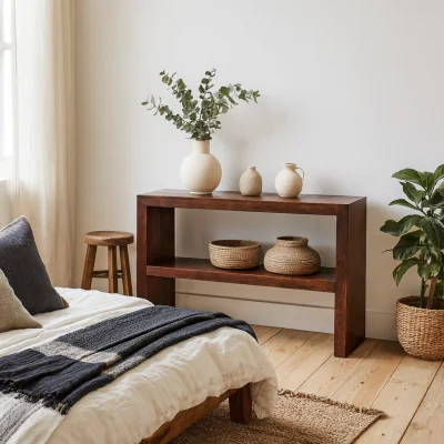 The Range Phuket Dark Mango Wood Console Table with Shelf - Brown