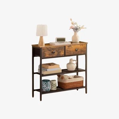 The Range Industrial Console Table With 2 Non-Woven Drawers Hallway Furniture - Brown