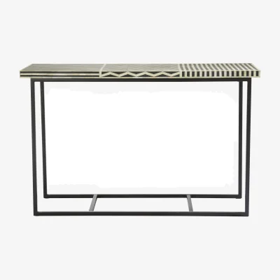 The Range Boho Mango Wood with Bone Inlay Console Table - Black