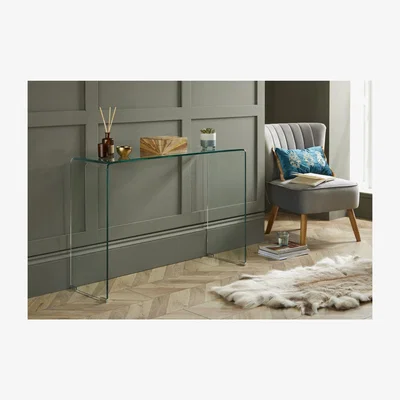 The Range Turin Modern Clear Glass Curved Console Table - Clear
