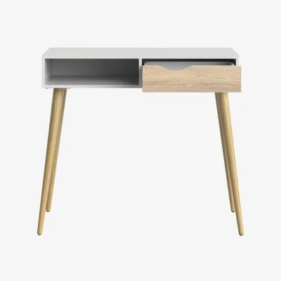 The Range Wyld Haus Sapporo Console Table, White and Natural Oak, 1 Drawer 1 Shelf - White and Natural