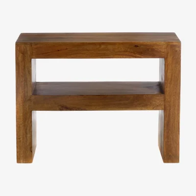 The Range Solid Dark Brown Wood Console Hall Telephone Table Small Slim H76 x W100 x D26cm - Dark Brown