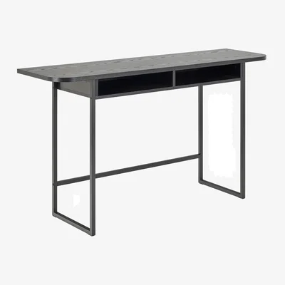 The Range Darlington Console Table With Open Shelf and Oak Top in Black - Black & Oak