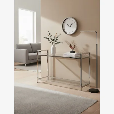 The Range Vogue Stainless Steel Console Table with Glass Top - Silver