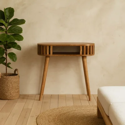 The Range Kailua Slated Mango Wood Open Console Table ish Finish Modern - Brown