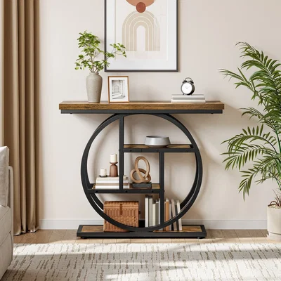 The Range Yaheetech Rustic Industrial Console Table - Rustic Brown