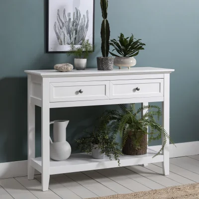 The Range Karlstad Console Table with 2 Drawers in White - White