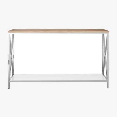 The Range Chiswick Oak Wood Console Table - Silver