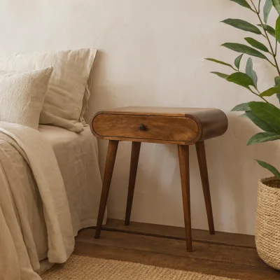 The Range Como Mini Chestnut Mango Wood Oval Console Table with 2 Drawers - Brown