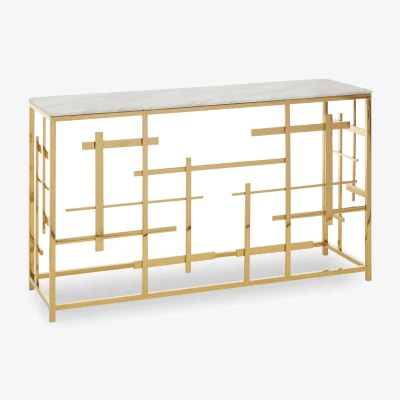 The Range Aprilia White Marble Console Table - Gold