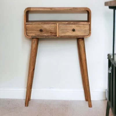The Range Solid Wood Mini Curved Console Table - Brown