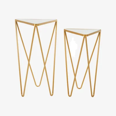 The Range Avantis Set Of 2 Gold Finish Triangle Tables - Gold