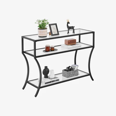 The Range 3-Tier Tempered Glass Console Table - Black