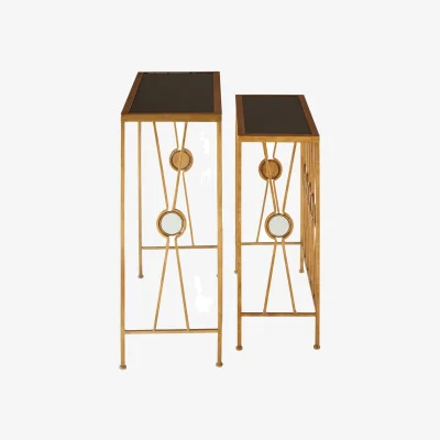 The Range Faiza Set Of 2 Rectangular Console Tables - Gold