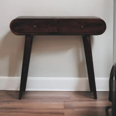 The Range Solid Wood Light Walnut Curved Edge Console Table - Brown