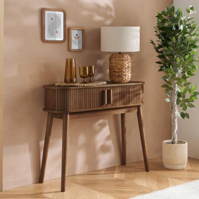 The Range Birlea Axel Console Hall Table Fluted Curved Design - Walnut