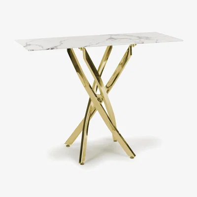 The Range Astoria White Console Table - White / Gold Leg