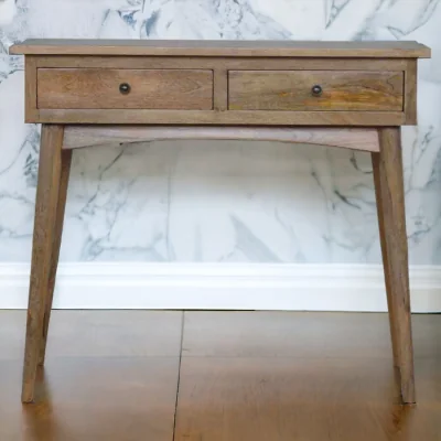 The Range Solid Wood Hallway 2 Drawer Console Table - Beige