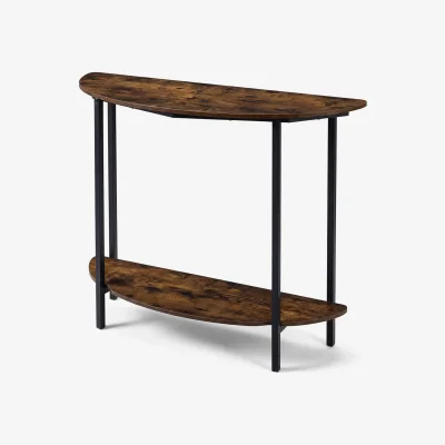 The Range 2 Tier Industrial Half moon Console Table - Brown