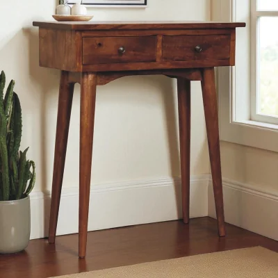 The Range Solid Mango Wood Mini Chestnut Hallway Console - Brwn