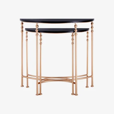 The Range Lexa Set Of Two Half Round Console Tables - Black