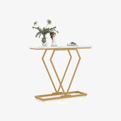 The Range Faux Marble Entryway Table Console Table - White