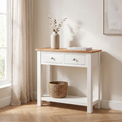 The Range Cambridge 2 Drawer Console Table - White Oak