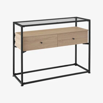 The Range Hallway Console Table Reading - Industrial Wood Light, Oak Sonoma