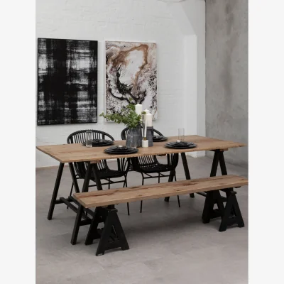 The Range Hampstead Pine Wood And Iron Console Table - Black