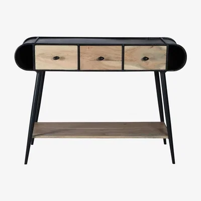 The Range Industrial Chadar Metal and Wood Console Table - Multicolour