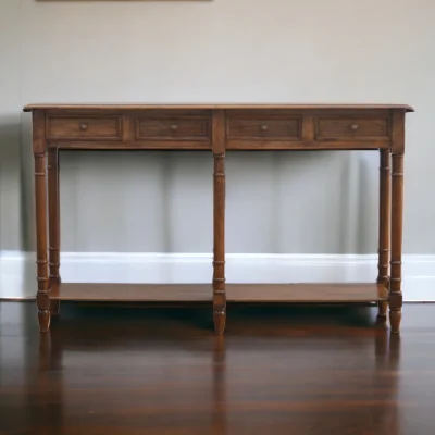 The Range Solid Wood 4 Drawer Hallway Console Table - Brown