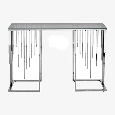 The Range Vanity Living Glass Top Metal Console Table - Smoke