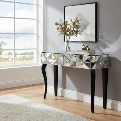 The Range Soho Smoke Glass Two Drawer Console Table - Silver